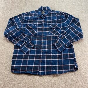 Jachs Heritage Flannel Shirt Mens XL Blue Plaid Long Sleeve Cotton Button Up‎